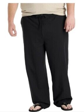 Men's Island Passport Black Linen Blend Drawstring Pants NWT